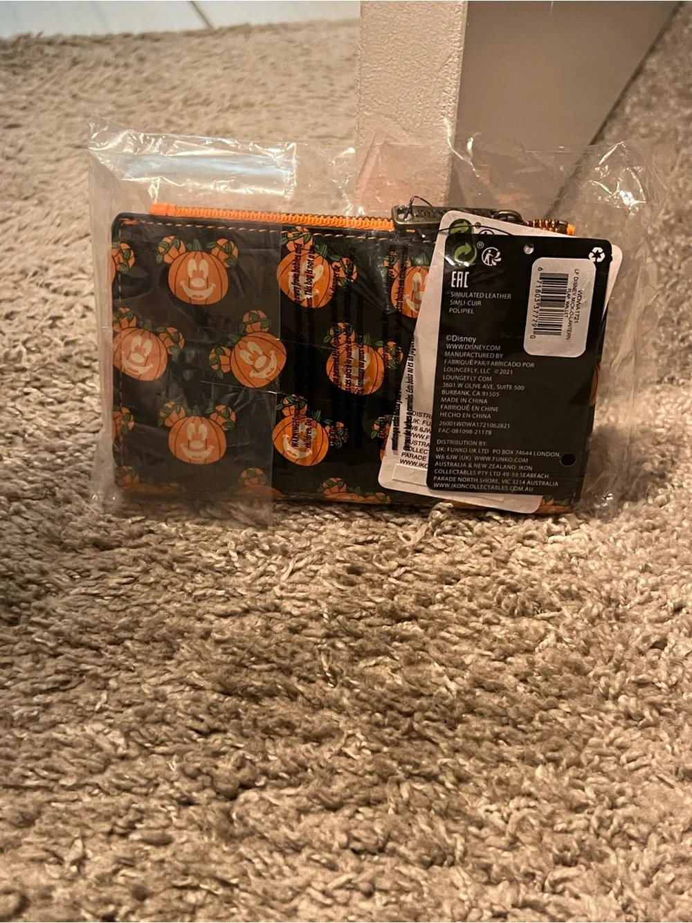 Disney Pumpkin Patch Zip Wallet in Black and Orange
